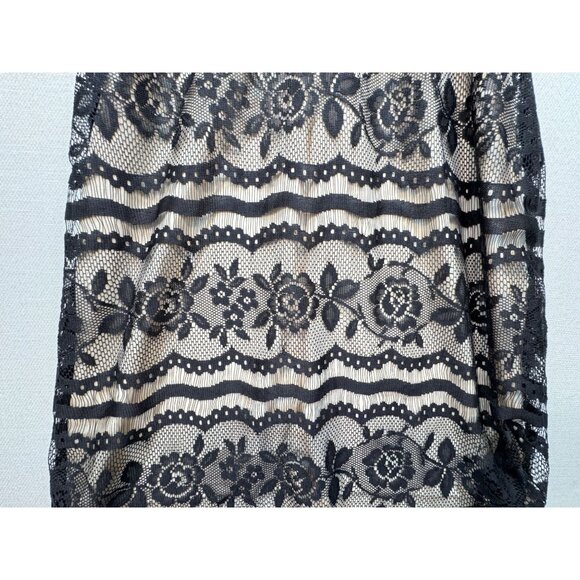 First Kiss Womens Bodycon Slip Dress Size L Black Floral Lace Sleeveless Y2K - Picture 12 of 14